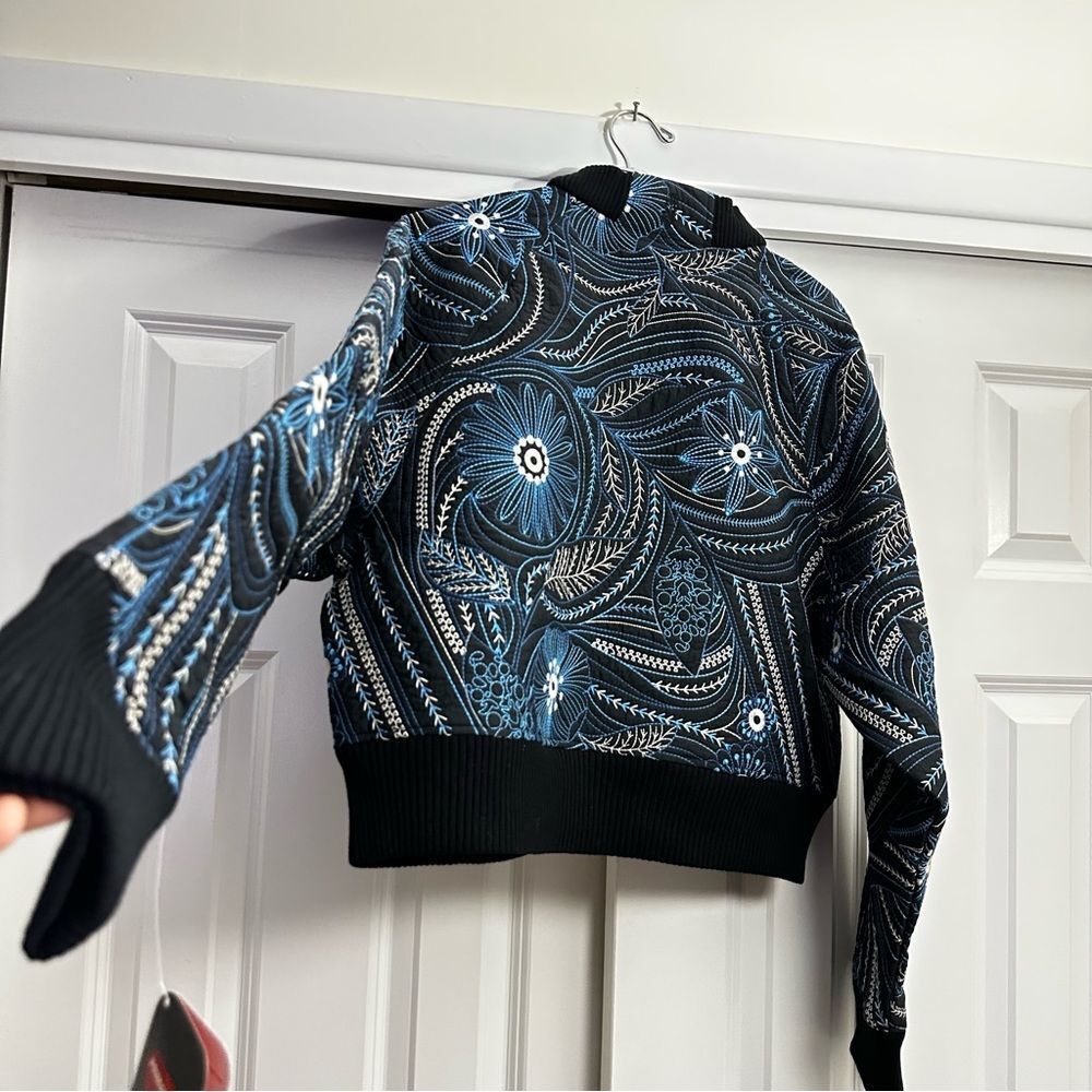 Free People Movement Garden Party Floral Embroidered Cropped Bomber Jacket XL - Picture 9 of 9